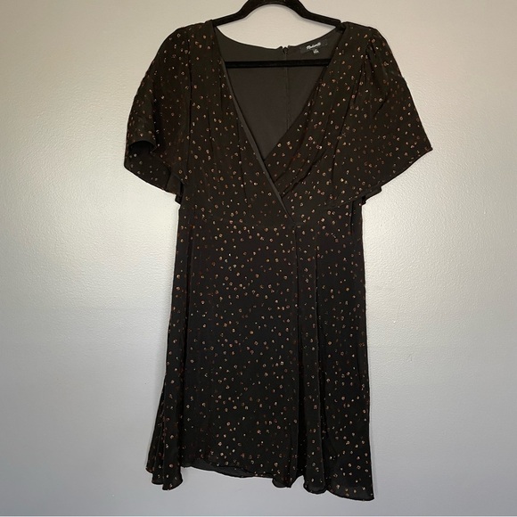 Madewell Lucie V-Neck Smocked Mini Dress in Oval Polka Dot - size 10 - Picture 4 of 15